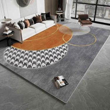 Imagem de Tapete geométrico americano para decoração de casa, tapete grande para salas de estar e quartos, refrescante e que não solta pelos (80 x 160 cm (2,6 x 5,3 pés/NSJR leve-9))