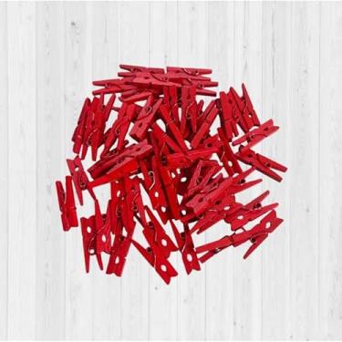 Imagem de Mini pregador Mini prendedor De Madeira 2,5cm pacote Varal De Foto Mural Memory(VERMELHO,500)