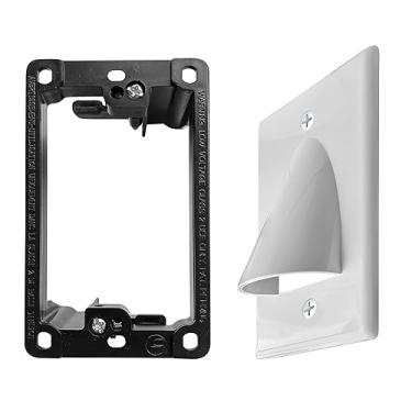 Imagem de BestMounts – 1 kit de gerenciamento de cabos de parede – par de cabos de placa de parede embutida com suporte de montagem de baixa tensão de grupo único – Escondedor de cabo de TV para TV montado na
