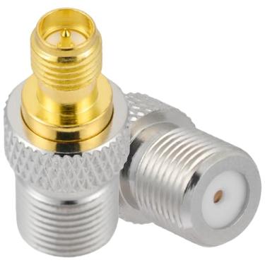 Imagem de POBADY 2PCS F Fêmea para RP-SMA Fêmea RF Coaxial Adaptador 50 Ohm RP-SMA para F Adaptador de Antena para Cabo de Extensão de Antena de Rádio