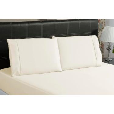 Imagem de Jogo de Lençol Casal 3 Peças 600 Fios Egípcio 100% Algodão – Fronhas com Ponto Palito e Toque Macio Premium (Palha)