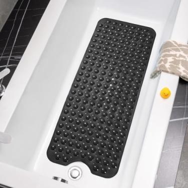 Imagem de Tapete de banheira Tree Bud para banheira de chuveiro, antiderrapante, 99 x 40 cm, tapete de chuveiro extra longo, tapete de banheira para banheiro, lavável na máquina, livre de BPA para crianças