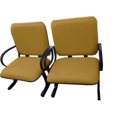 Imagem de 02 Cadeiras Para Escritório Para Obesos Até 250kg Amarelo - DESIGN OFF