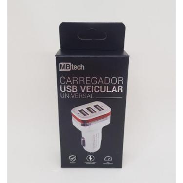 Imagem de Carregador Usb Veicular Universal Celular Carro 3 Entradas - MBTech