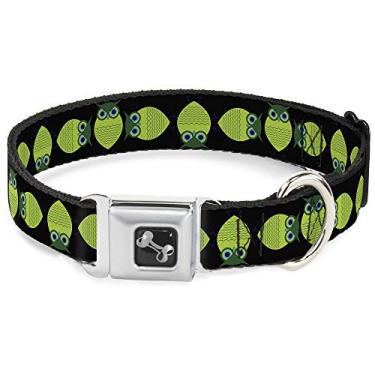 Imagem de Buckle-Down Coleira para cães com fivela de cinto de segurança – Corujas Spin preto/verde – 3,8 cm de largura – Serve para pescoço de 40,6 a 58,4 cm – Médio