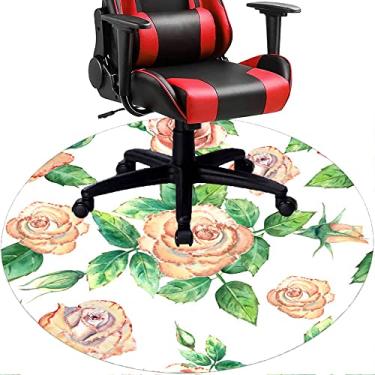 Imagem de Tapete de cadeira de escritório com flores, textura de flor, tapete de cadeira de mesa para piso de madeira de escritório em casa, protetor de piso de pilha baixa, redondo de 91 cm