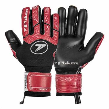 Imagem de Luva de Goleiro Poker Campo Profissional Infinity Preto e Vermelho - A