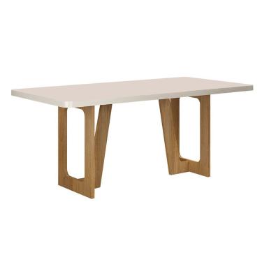 Imagem de Mesa De Jantar 180cmx90cm Tampo De 25mm Luna Valdemoveis Cinamomo/off White
