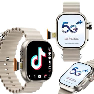 Imagem de Smartwatch Relógio Inteligente 5G Ultra 3 AI, 16GB, com Pulseiras de 49mm, Tela AMOLED, CHIP, Câmera, NFC, ChatGPT, GPS, Masculino, Multifuncional, Resistente à Água, Moderno (Prata)