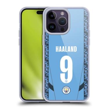 Imagem de Head Case Designs Capa de gel macia oficialmente licenciada pelo Manchester City Man City FC Erling Haaland 2024/25 Players Home Kit compatível com Apple iPhone 14 Pro Max