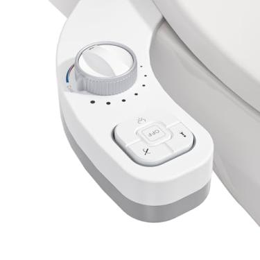 Imagem de Clirass Acessório de bidê de água quente e fria não elétrico para assento de vaso sanitário, autolimpante, bocal duplo (lavagem frontal e traseira), pressão de água ajustável (vaso sanitário branco)