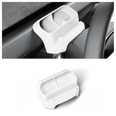 Imagem de STAMOO Suporte de silicone para celular Tesla Model Y Juniper 2025 Hud Display Mount Organizers Volante Óculos de sol com caixa de armazenamento (Branco)