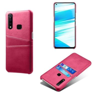 Imagem de Capas Compatível com VIVO Z1 PRO,Caso de couro PU-Tampa de telefone a prova de choque com 2 slots de cartão,Proteção anti-impressão digital e anti-gota-Rose Red