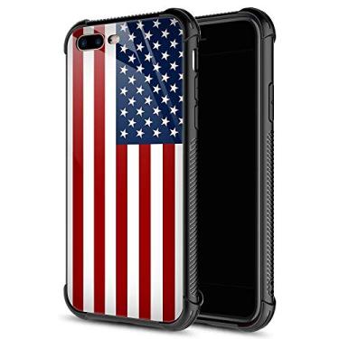 Imagem de CARLOCA Capa compatível com iPhone 8 Plus, capas para iPhone 7 Plus para homens e meninos, estampa de bandeiras americanas vermelhas e azuis, capa à prova de choque antiarranhões