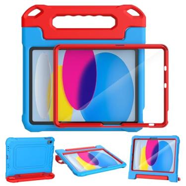 Imagem de YIHE Capa infantil para iPad (A16) 11ª geração 11 polegadas 2025 e iPad 10ª geração 10 polegadas 2022, com protetor de tela e alça embutidos, capa protetora à prova de choque, azul vermelha