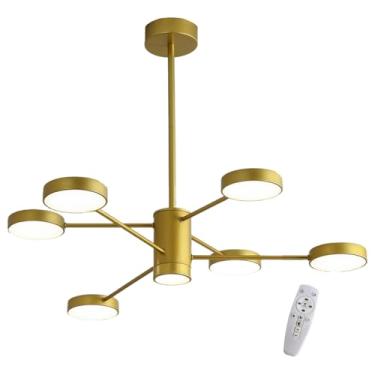 Imagem de Lustre Led Nórdico Galáxia 6 Hastes Luminária Pendente Bivolt Dourado 70W Brinovar