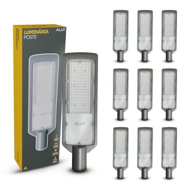 Imagem de Kit 10 Luminarias ALUT LED Pública Detroit 100W Holofote, 12000 Lúmens IP66 Prova D'Água, Bivolt para Ruas, Estacionamentos e Postes