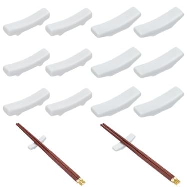 Imagem de PLIGREAT 12 peças de descanso de pauzinhos de porcelana branca para descanso japonês, suporte de colher de jantar, 2 estilos, suporte de pauzinhos de cerâmica para comida chinesa, restaurante japonês