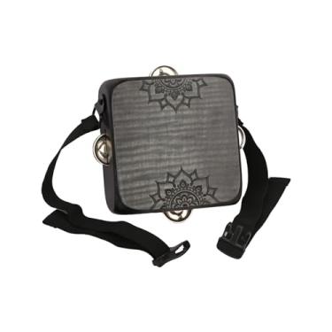 Imagem de SPYMINNPOO Tambor de Cajon Portátil, Instrumento de Percussão Manual Com Sinos e Cinta, Tambor Vestível Com Bolsa de Armazenamento (Preto)