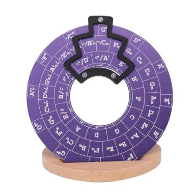 Imagem de Asixxsix Ferramenta de Melodia do Círculo de Rodas Quintas, Ferramenta de Aprendizado de Teoria Musical de Liga de Alumínio Com Base de Madeira para Músicos, Compositores (Roxo)