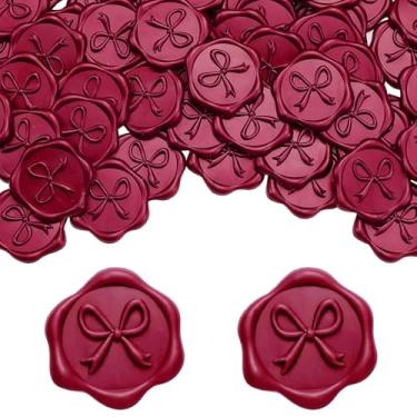 Imagem de MotiMind 100 adesivos de selo de cera de laço, adesivos de selo de envelope de convite de casamento, decalques de carimbo autoadesivos 3D para convite, chá de bebê, cartões de felicitações, embrulho