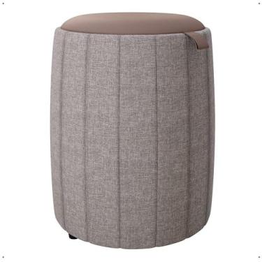 Imagem de Puff Banqueta Decorativo Redondo Quarto Sala Escritório Esther (Cinza Linho)