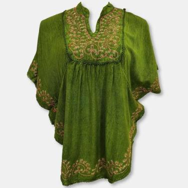 Imagem de Bata Indiana Poncho Bordado Kaftan Plus Size 5600 - - Sarat Moda India