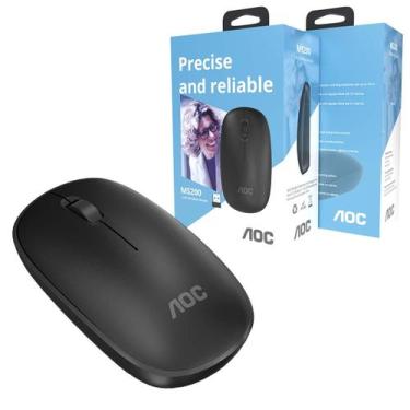 Imagem de Mouse Optico Sem Fio Aoc 2,4Ghz Office Preto 1600dpi Ms200B