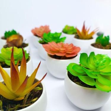 Imagem de Arranjo de Suculenta Artificial em Vaso Redondo de Melamina - Decor Ar