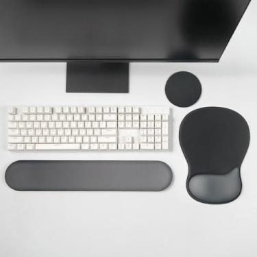 Imagem de Descanso de pulso em gel com mouse pad, mouse ergonômico preto para escritório com apoio de pulso para conjunto de teclado de computador, design de gel de memória antiderrapante para mesa, escritório