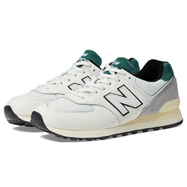 Imagem de New Balance Tênis unissex adulto 574 V2 Run It, Branco/Verde, 12.5 Wide Women/11 Men
