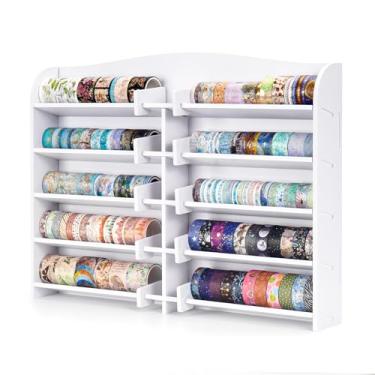 Imagem de SANFURNEY Organizador de fita Washi de 5 camadas, organizador de fitas adesivas coloridas, suporte de fita adesiva de parede, suporte de fitas adesivas decorativas