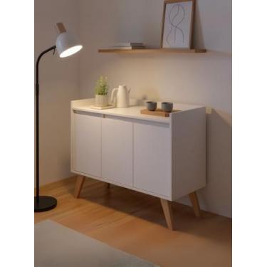 Imagem de Aparador Buffet 90cm Retro Mdf Branco Madri - On Móveis