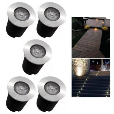 Imagem de 5 Embutido Solo 1w Balizador Led Blindado Ip67 Inox Spot Chão Piso - M