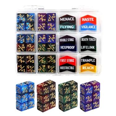 Imagem de FIGURESLAB 48PCS MTG Tokens & 12mm Dice Counter for Magic The Gatering, MTG Abilities Keyword Buff Tokens Life Counters 6 Sided Dice, Compatible with TCG Card Gaming Accessories CCG Creature Stats