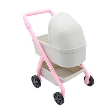 Imagem de simhoa Miniatura para casa de bonecas, carrinho de bebê, mini berço, simulação, carrinho de bebê, decoração, brinquedo infantil, enfeites de faz de conta, Cinza