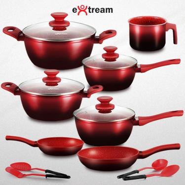 Imagem de Jogo de Panelas Revestimento Ceramica Indução 11 peças Extream Rio Red Vulkano