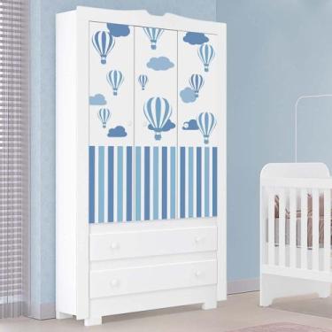 Imagem de Guarda-Roupas Infantil Happy 100% MDF Tuboarte 3 Portas 2 Gavetas, Bal