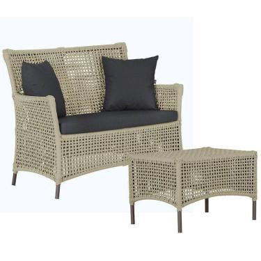 Imagem de Sofá E Mesa Igapó 2 Lugares Varanda Jardim Piscina Aluminio Rami