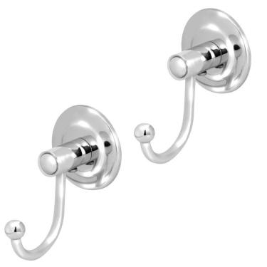 Imagem de Kit 2 Gancho Cabideiro Porta Toalha Metal Cromado Parede