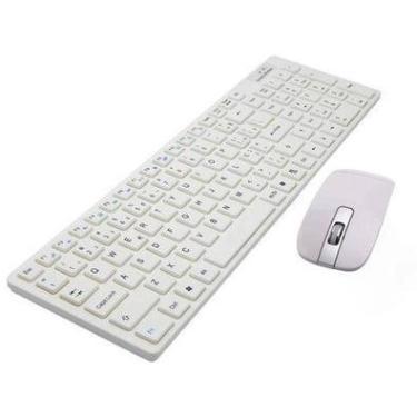 Imagem de Teclado E Mouse Sem Fio Exbom Slim, Wireless, Compatível com Qualquer Sistema Operacional, Branco