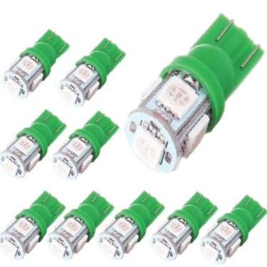 Imagem de Lâmpada de LED verde para carro Jtech 10x 194 168 2825 T10 5-SMD