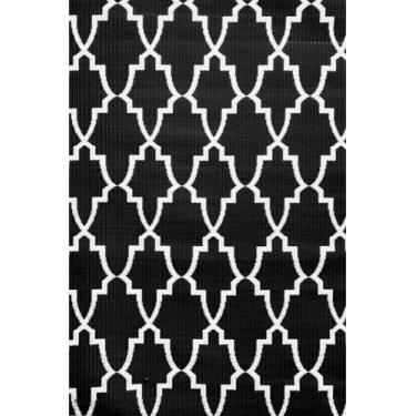 Imagem de Mad Mats Casa Blanca Tapete preto e branco para ambientes externos, 1,8 m x 2,5 m - Plástico reciclado, reversível e resistente a UV