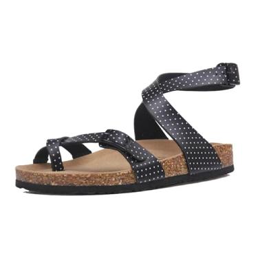 Imagem de Sandálias Cortiça Homem, Sandálias Rasteiras Para Homem Com Fivela De Metal Ajustável E Tira Cruzada Para Correção De Joanete, Chinelos Modernos Com Biqueira Aberta Fascite Plantar(Black and white,41 EU)