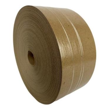 Imagem de Fita Gomada 80mm Com Reforço fechamento Para Caixa de Papelão Embalage