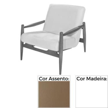 Imagem de Poltrona MH-3710 Herval Madeira Laca Fosca Branca Assento Estofado Mar
