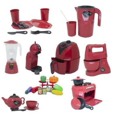 Imagem de Cozinha Infantil Chef Vermelho Air Fryer Batedeira Jarra 23p - Altimar