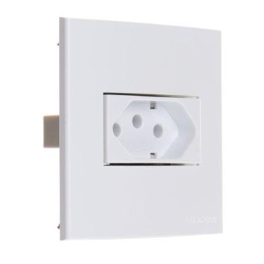 Imagem de Tomada P/ Movel Margirius 2P T 10A 250v 70x70 Branca Sleek, Branca