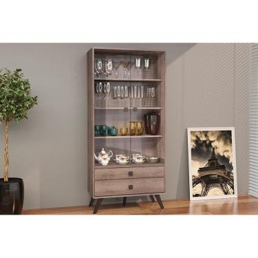 Imagem de Cristaleira Sala Jantar RT3151 c/ 2 Portas c/ Vidro e 2 Gavetas Rustico - Movelbento