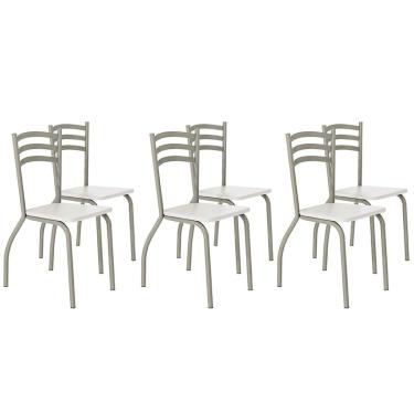 Imagem de Cadeira Sala de Jantar Portugal 2C007NK Aço Kit 6 Uni Niquel/Branco 106 - Kappesberg